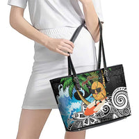 Tropical Christmas Polynesian Leather Tote Bag Funny Surfing Pineapple LT7 - Polynesian Pride