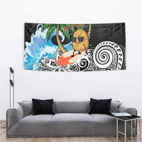 Tropical Christmas Polynesian Tapestry Funny Surfing Pineapple