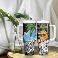 Tropical Christmas Polynesian Tumbler With Handle Funny Surfing Pineapple LT7 - Polynesian Pride