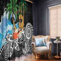 Tropical Christmas Polynesian Window Curtain Funny Surfing Pineapple LT7 - Polynesian Pride