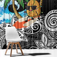 Tropical Christmas Polynesian Window Curtain Funny Surfing Pineapple LT7 - Polynesian Pride