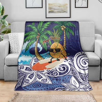 Tropical Christmas Polynesian Blanket Funny Surfing Pineapple Blue LT7 - Polynesian Pride