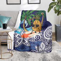 Tropical Christmas Polynesian Blanket Funny Surfing Pineapple Blue LT7 - Polynesian Pride