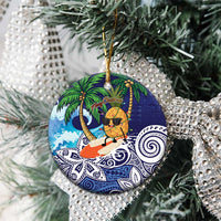 Tropical Christmas Polynesian Ceramic Ornament Funny Surfing Pineapple Blue LT7 - Polynesian Pride