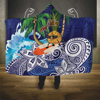 Tropical Christmas Polynesian Hooded Blanket Funny Surfing Pineapple Blue LT7 - Polynesian Pride