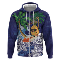 Tropical Christmas Polynesian Hoodie Funny Surfing Pineapple Blue LT7 Zip Hoodie Blue - Polynesian Pride
