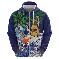Tropical Christmas Polynesian Hoodie Funny Surfing Pineapple Blue LT7 - Polynesian Pride