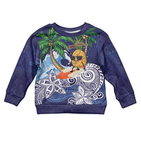 Tropical Christmas Polynesian Kid Ugly Christmas Sweater Funny Surfing Pineapple Blue