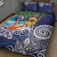 Tropical Christmas Polynesian Quilt Bed Set Funny Surfing Pineapple Blue LT7 - Polynesian Pride