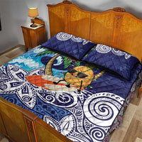 Tropical Christmas Polynesian Quilt Bed Set Funny Surfing Pineapple Blue LT7 - Polynesian Pride