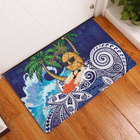 Tropical Christmas Polynesian Rubber Doormat Funny Surfing Pineapple Blue LT7 - Polynesian Pride