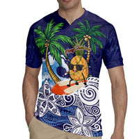 Tropical Christmas Polynesian Rugby Jersey Funny Surfing Pineapple Blue LT7 - Polynesian Pride