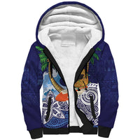 Tropical Christmas Polynesian Sherpa Hoodie Funny Surfing Pineapple Blue LT7 Unisex Blue - Polynesian Pride