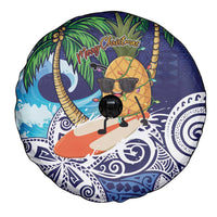 Tropical Christmas Polynesian Spare Tire Cover Funny Surfing Pineapple Blue LT7 - Polynesian Pride
