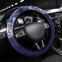 Tropical Christmas Polynesian Steering Wheel Cover Funny Surfing Pineapple Blue LT7 Universal Fit Blue - Polynesian Pride