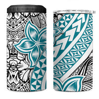 Turquoise Traditional Polynesian Tribal Tattoo Retro 4 in 1 Can Cooler Tumbler LT9 One Size: 16 oz Teal - Polynesian Pride