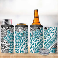 Turquoise Traditional Polynesian Tribal Tattoo Retro 4 in 1 Can Cooler Tumbler LT9 - Polynesian Pride