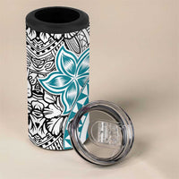Turquoise Traditional Polynesian Tribal Tattoo Retro 4 in 1 Can Cooler Tumbler LT9 - Polynesian Pride