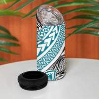 Turquoise Traditional Polynesian Tribal Tattoo Retro 4 in 1 Can Cooler Tumbler LT9 - Polynesian Pride