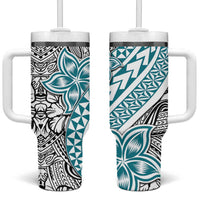 Turquoise Traditional Polynesian Tribal Tattoo Retro Tumbler With Handle LT9 One Size: 40 oz Teal - Polynesian Pride