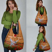 Cook Islands ANZAC Day Personalised Grocery Bag with Poppy Field LT9 - Polynesian Pride