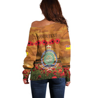 Niue ANZAC Day Personalised Off Shoulder Sweater with Poppy Field LT9 - Polynesian Pride