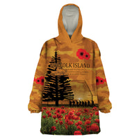 Norfolk Island ANZAC Day Personalised Wearable Blanket Hoodie with Poppy Field LT9 One Size Art - Polynesian Pride
