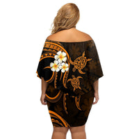 Hawaii Off Shoulder Short Dress Niihau Islands Polynesian Sunset Plumeria Gold Vibe LT9 - Polynesian Pride