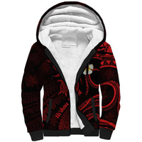 Polynesian Hawaii Sherpa Hoodie Niihau Islands with Pacific Plumeria Red Vibe LT9 Unisex Red - Polynesian Pride