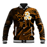 Hawaii Baseball Jacket Molokai Islands Polynesian Sunset Plumeria Gold Vibe LT9 Unisex Gold - Polynesian Pride