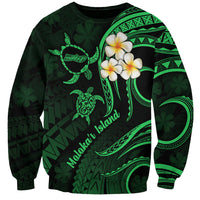 Hawaii Sweatshirt Molokai Islands Polynesian Sunset Plumeria Green Vibe LT9 Unisex Green - Polynesian Pride