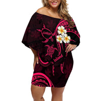 Hawaii Off Shoulder Short Dress Molokai Islands Polynesian Sunset Plumeria Pink Vibe LT9 Women Pink - Polynesian Pride