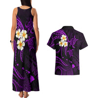 Polynesian Hawaii Couples Matching Tank Maxi Dress And Hawaiian Shirt Molokai Islands with Pacific Plumeria Purple Vibe LT9 - Polynesian Pride