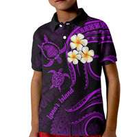 Polynesian Hawaii Kid Polo Shirt Lanai Islands with Pacific Plumeria Purple Vibe LT9 Kid Purple - Polynesian Pride
