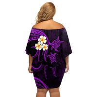 Polynesian Hawaii Off Shoulder Short Dress Lanai Islands with Pacific Plumeria Purple Vibe LT9 - Polynesian Pride