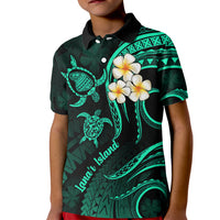 Polynesian Hawaii Kid Polo Shirt Lanai Islands with Pacific Plumeria Turquoise Vibe LT9 Kid Turquoise - Polynesian Pride