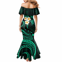 Polynesian Hawaii Mermaid Dress Lanai Islands with Pacific Plumeria Turquoise Vibe LT9 - Polynesian Pride