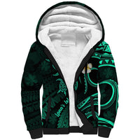 Polynesian Hawaii Sherpa Hoodie Lanai Islands with Pacific Plumeria Turquoise Vibe LT9 Unisex Turquoise - Polynesian Pride
