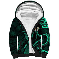 Polynesian Hawaii Sherpa Hoodie Lanai Islands with Pacific Plumeria Turquoise Vibe LT9 Unisex Turquoise - Polynesian Pride