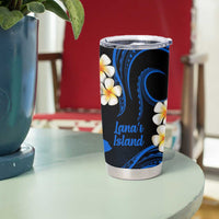 Hawaii Lanai Islands Pacific Plumeria Tumbler Cup Blue Polynesian Tattoo LT9 - Polynesian Pride