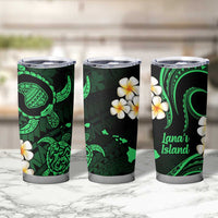 Hawaii Lanai Islands Pacific Plumeria Tumbler Cup Green Polynesian Tattoo LT9 - Polynesian Pride