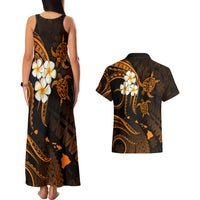 Hawaii Couples Matching Tank Maxi Dress And Hawaiian Shirt Kauai Islands Polynesian Sunset Plumeria Gold Vibe LT9 - Polynesian Pride