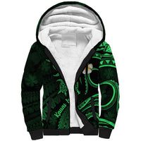 Hawaii Sherpa Hoodie Kauai Islands Polynesian Sunset Plumeria Green Vibe LT9 Unisex Green - Polynesian Pride