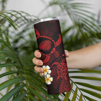 Hawaii Kauai Islands Pacific Plumeria Skinny Tumbler Red Polynesian Tattoo LT9 - Polynesian Pride