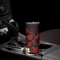 Hawaii Kauai Islands Pacific Plumeria Skinny Tumbler Red Polynesian Tattoo LT9 - Polynesian Pride