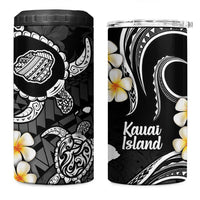 Hawaii Kauai Islands Pacific Plumeria 4 in 1 Can Cooler Tumbler White Polynesian Tattoo