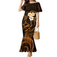 Hawaii Mermaid Dress Kahoolawe Islands Polynesian Sunset Plumeria Gold Vibe LT9 Women Gold - Polynesian Pride