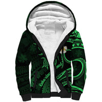 Hawaii Sherpa Hoodie Kahoolawe Islands Polynesian Sunset Plumeria Green Vibe LT9 Unisex Green - Polynesian Pride