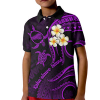 Polynesian Hawaii Kid Polo Shirt Kahoolawe Islands with Pacific Plumeria Purple Vibe LT9 Kid Purple - Polynesian Pride