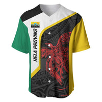 Personalised PNG Hela Province Baseball Jersey Bird of Paradise Tattoo Flag Motif - Polynesian Pride